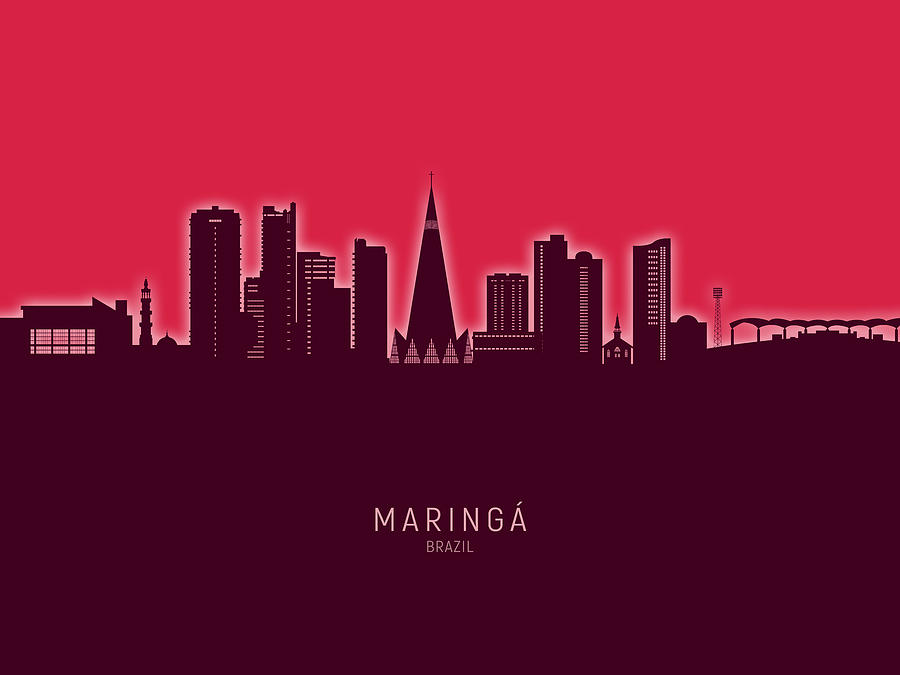 Maringa Skyline Brazil #67 Digital Art by Michael Tompsett