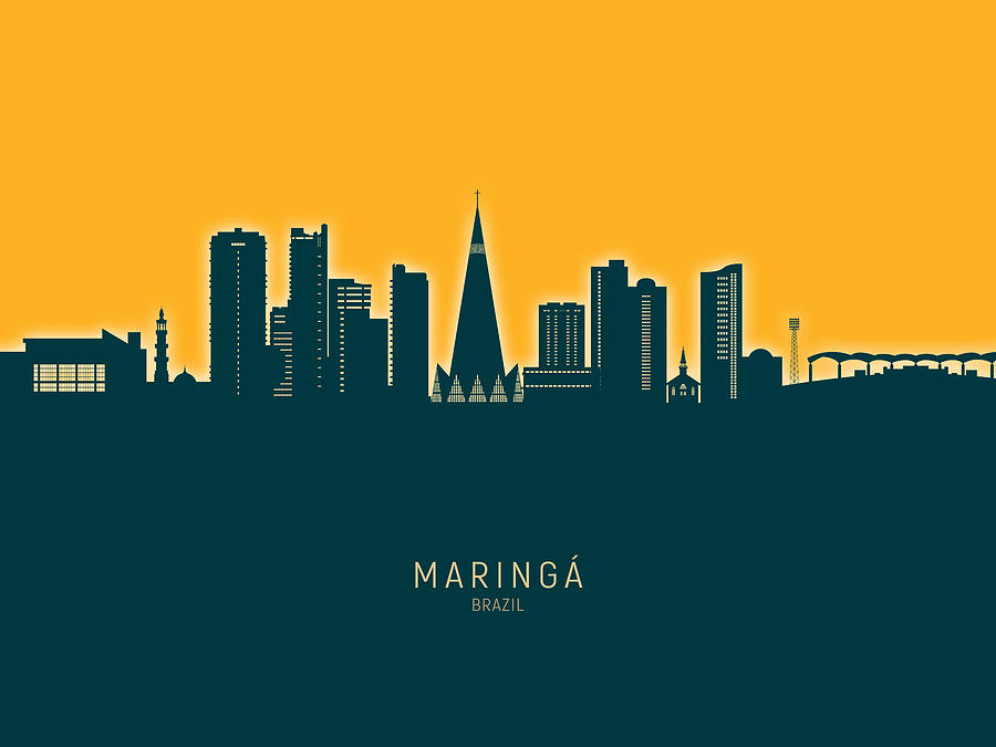 Maringa Skyline Brazil #68 Digital Art by Michael Tompsett
