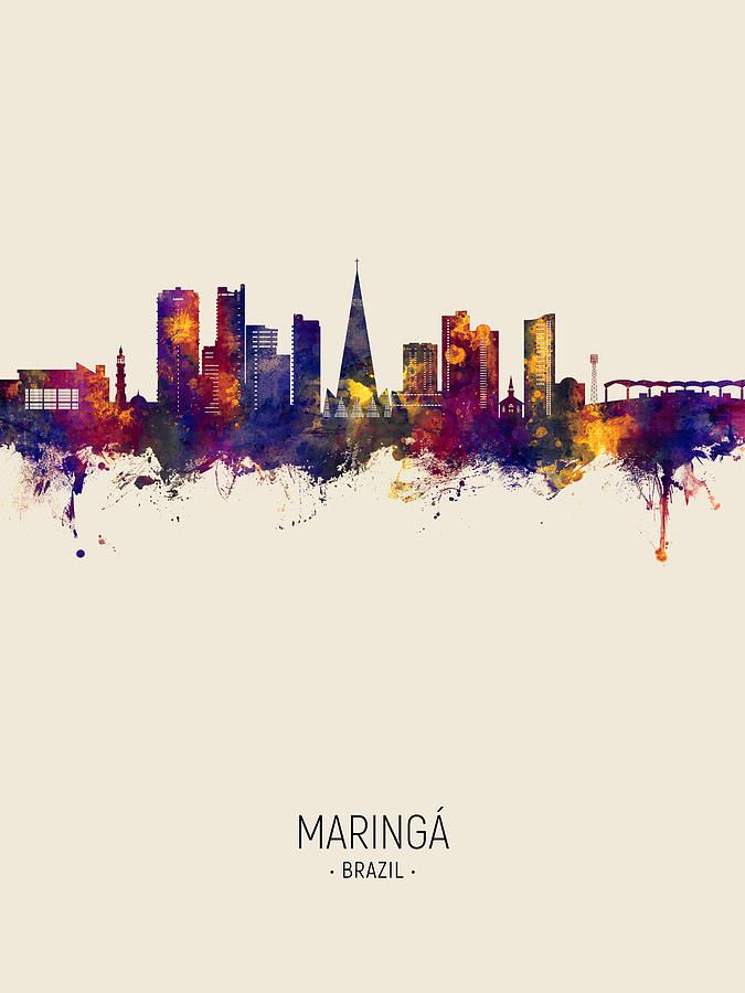 Maringa Skyline Brazil #71 Digital Art by Michael Tompsett