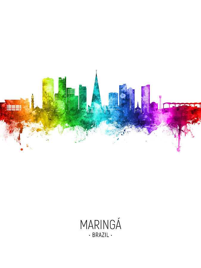 Maringa Skyline Brazil #73 Digital Art by Michael Tompsett