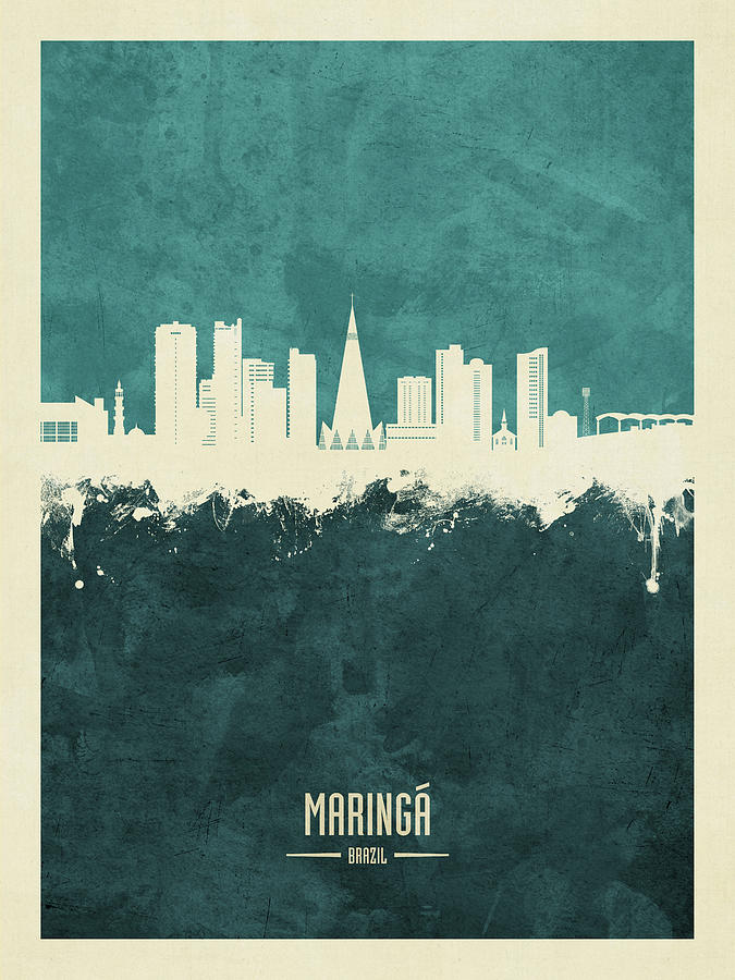 Maringa Skyline Brazil #77 Digital Art by Michael Tompsett