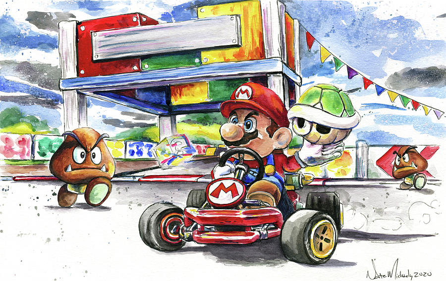Mario Kart Painting by Nate Michaels Pixels