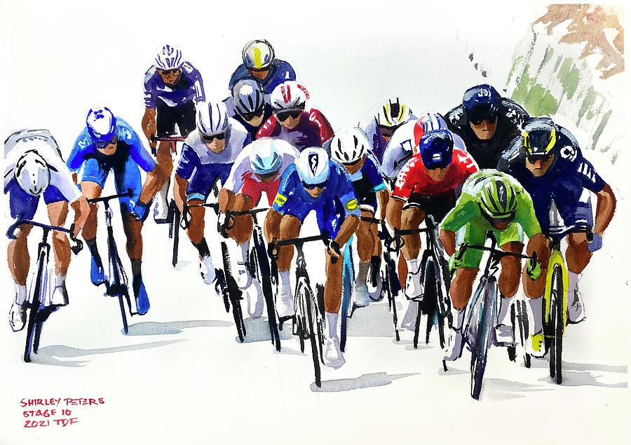 Mark Cavendish Stage 10, TDF2021 Painting by Shirley Peters