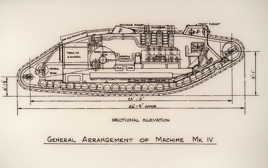 Mark IV Tank Blueprint Photograph by Arterra Picture Library