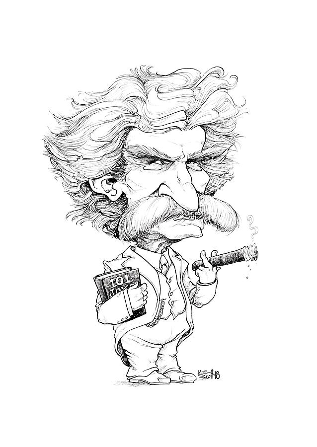 Mark Twain Drawing by Mike Scott