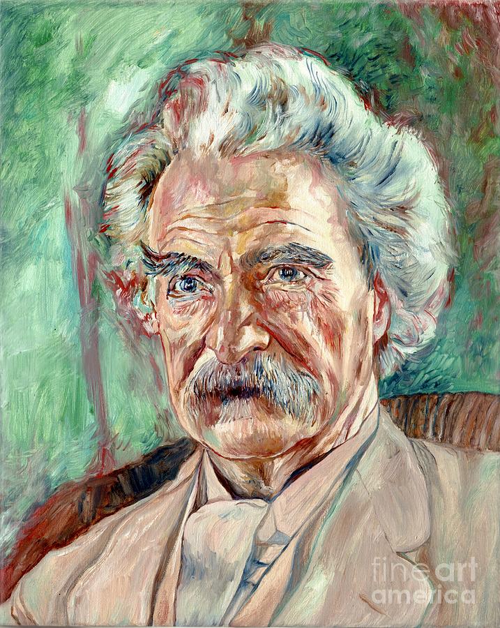 New York City Painting - Mark Twain oil painting by Suzann Sines
