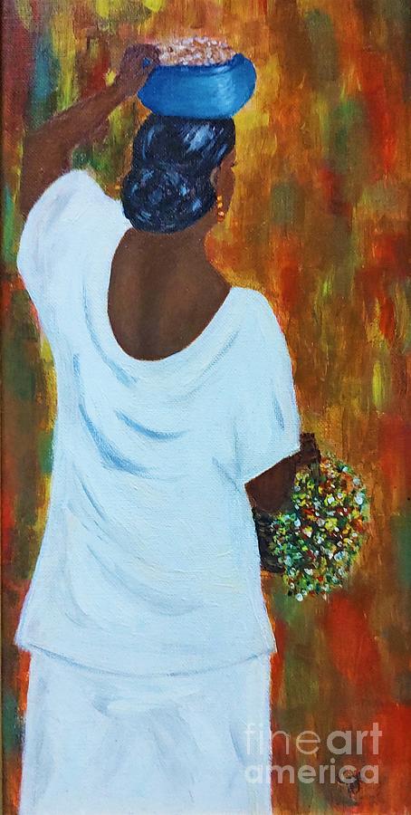 Market Day Beautiful Black Woman Painting by Irene Czys