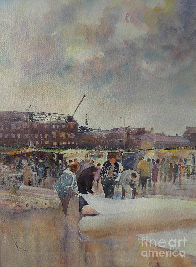 Market Day Demolition of Phelans Quayside Coal Store, Dungarvan Painting by Keith Thompson