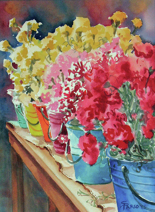 Market Flower Show Painting by Sheila Parsons