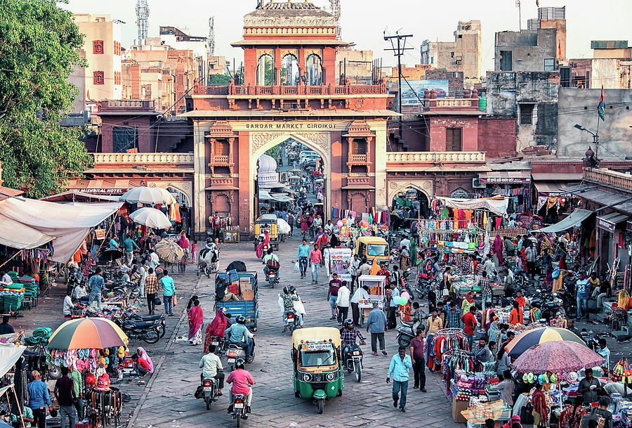 Architecture Photograph - Market in Jodhpur by Manjik Pictures