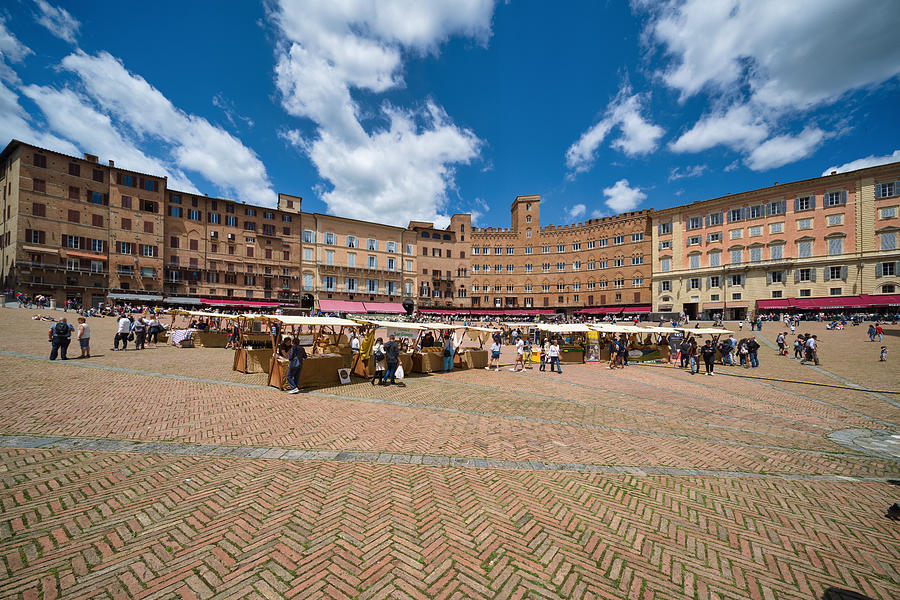 Market in Siena, Piazza del Campo, Tuscany Photograph by Mauro Tandoi