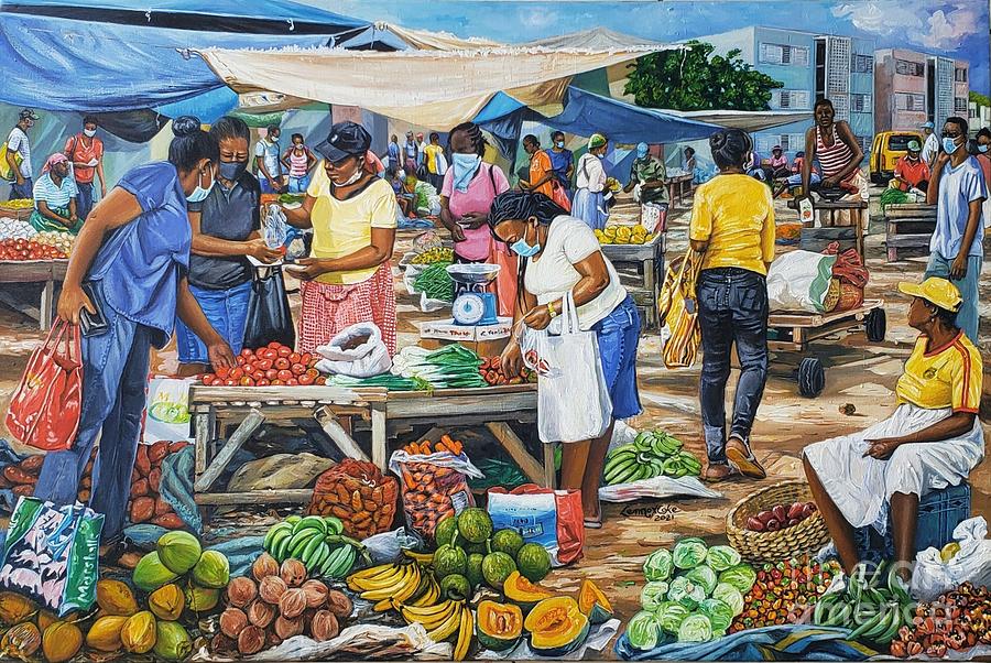 Market Session In The Pandemic Painting by Lennox Coke - Fine Art America