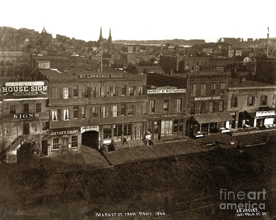 San Francisco Photograph - Market St. from Montgomery looking South, showing where New Montgomery by Monterey County Historical Society