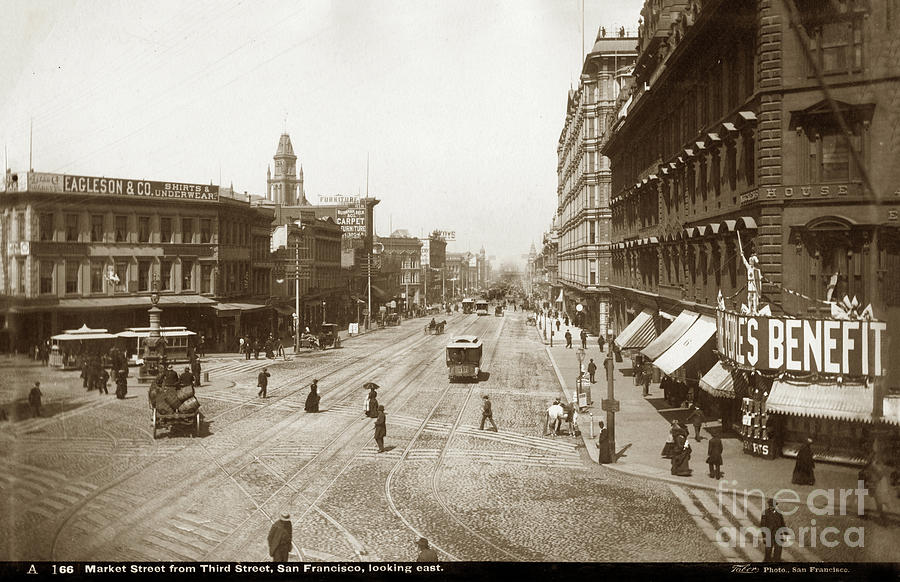 San Francisco Photograph - Market Street fro m Third Street, San Francisco, View looking east by Monterey County Historical Society