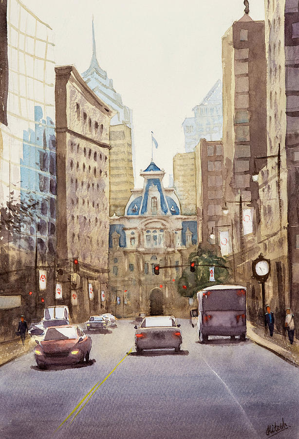 Market Street Philadelphia Painting by Tesh Parekh