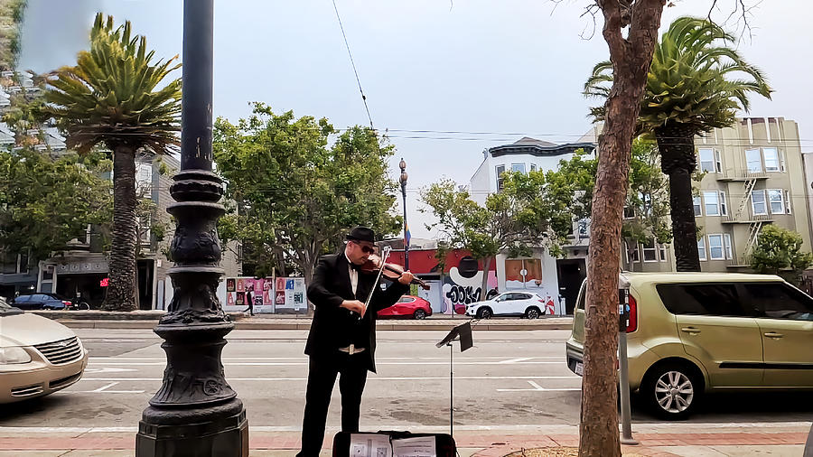 Market Street The Strolling Violinist Photograph by Bencasso Barnesquiat