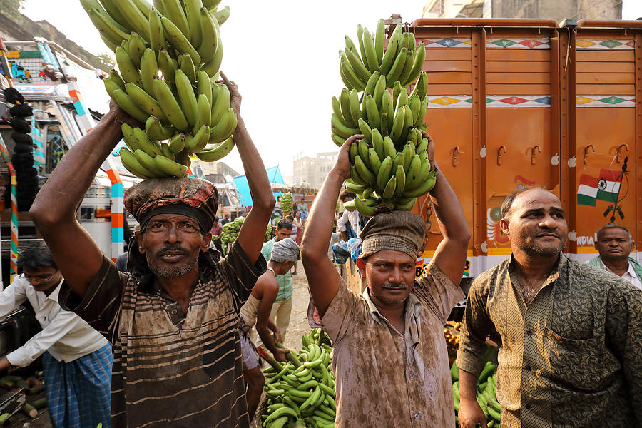 Market vendors at a banana auction, India Photograph by Dietmar Temps, Cologne