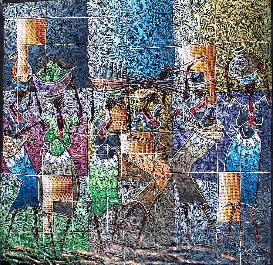 Market Women Painting by Paul Gbolade Omidiran