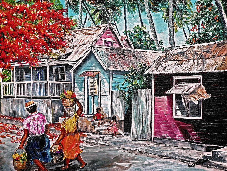 Marketday Barbados Painting by Karin  Dawn Kelshall- Best