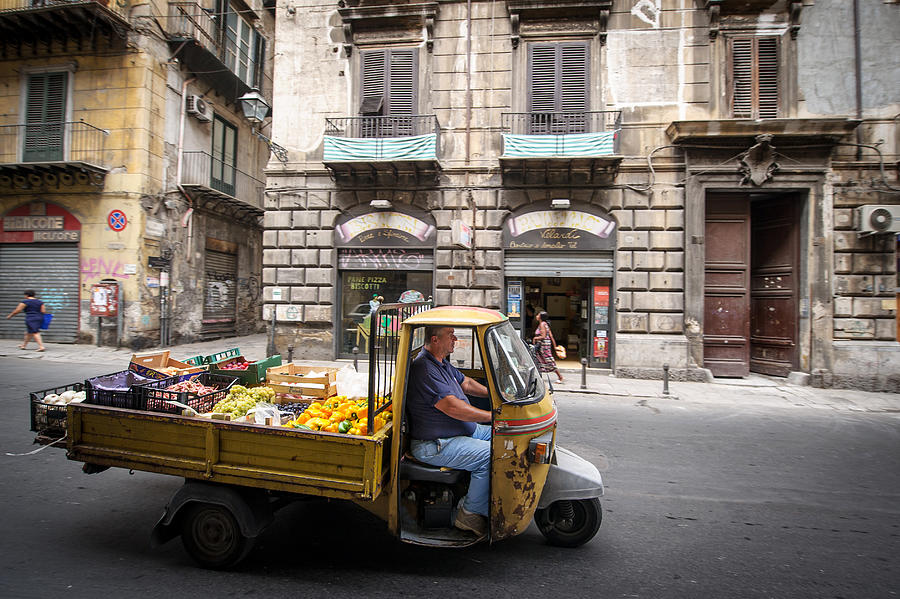 Marketer on apecar in Palermo Photograph by Taikrixel