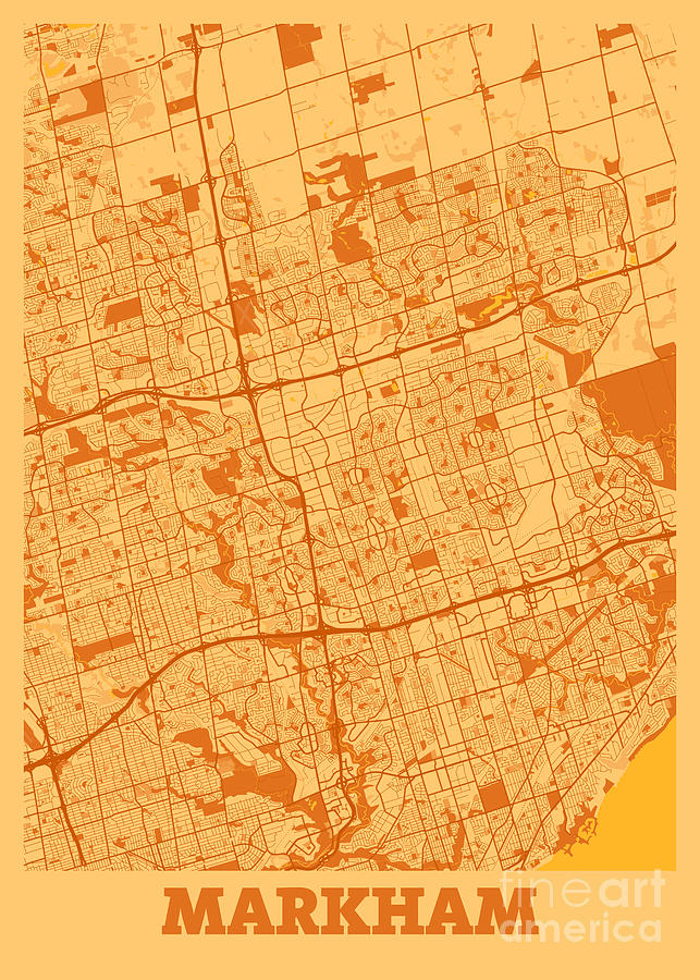 Markham - Canada Sunset City Map Digital Art by Tien Stencil