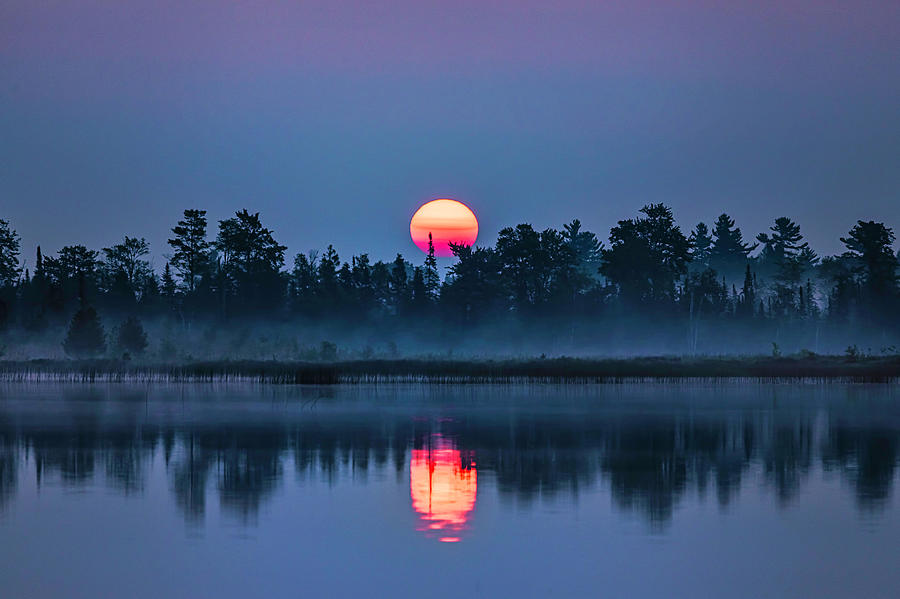 Marl Lake Hazy Sunrise Photograph by Ron Wiltse