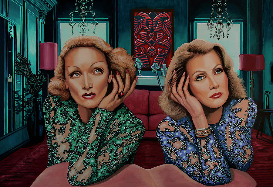 Marlene Dietrich and Greta Garbo Painting Painting by Paul Meijering