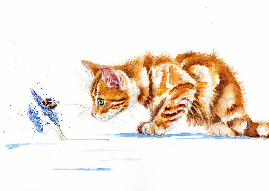 Marmalade Kitten - Nature Watch Painting by Debra Hall