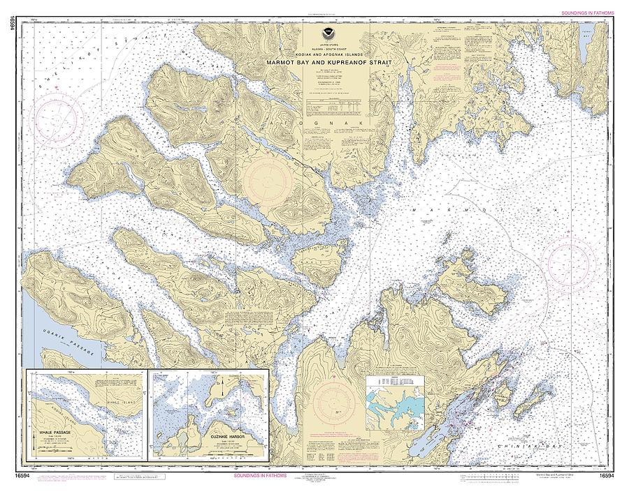 Marmot Bay And Kupreanof Strait Alaska, Noaa Chart 16594 Digital Art by ...