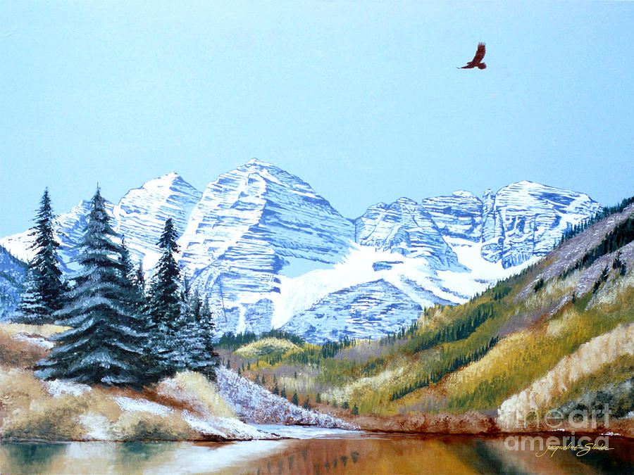 Maroon Bells Painting by Jacqueline Shuler