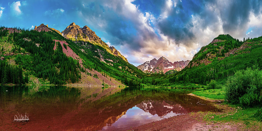 Maroon Bells Pano Photograph by Rose and Charles Cox