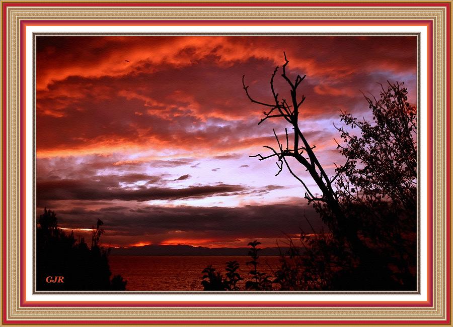 Maroon Dusk At Lakeviewhurst L A S - With Printed Frame. Digital Art