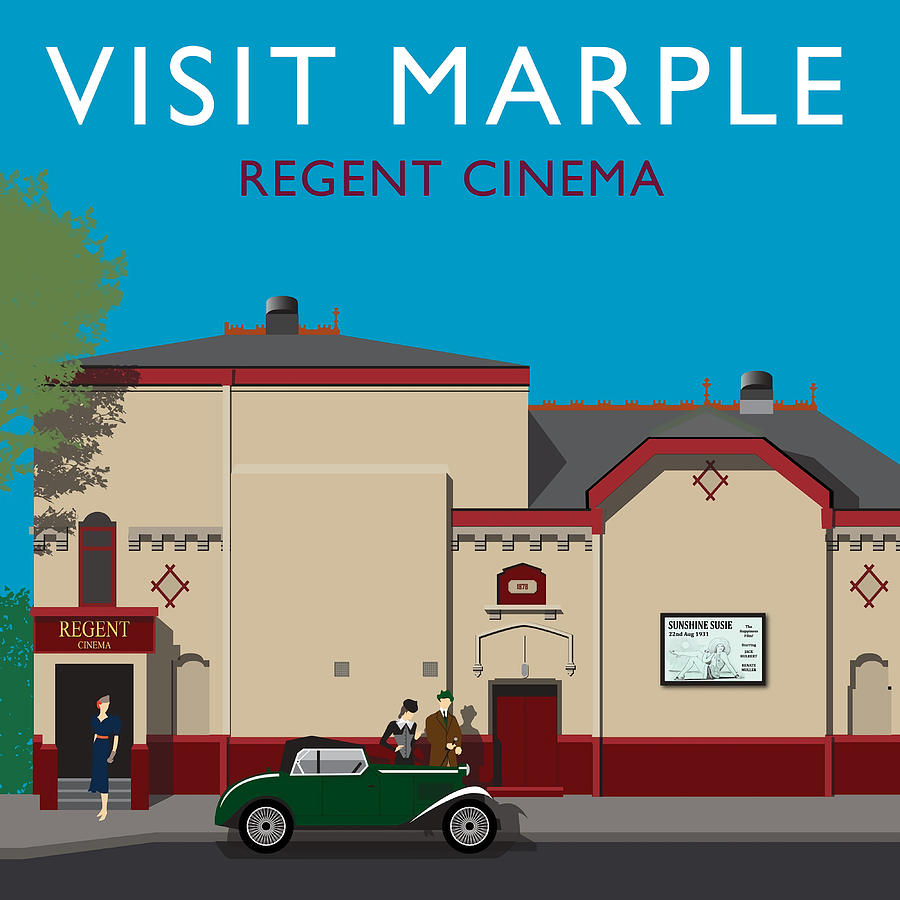 Marple Regent Cinema square format Poster Painting by Knight Roberts ...