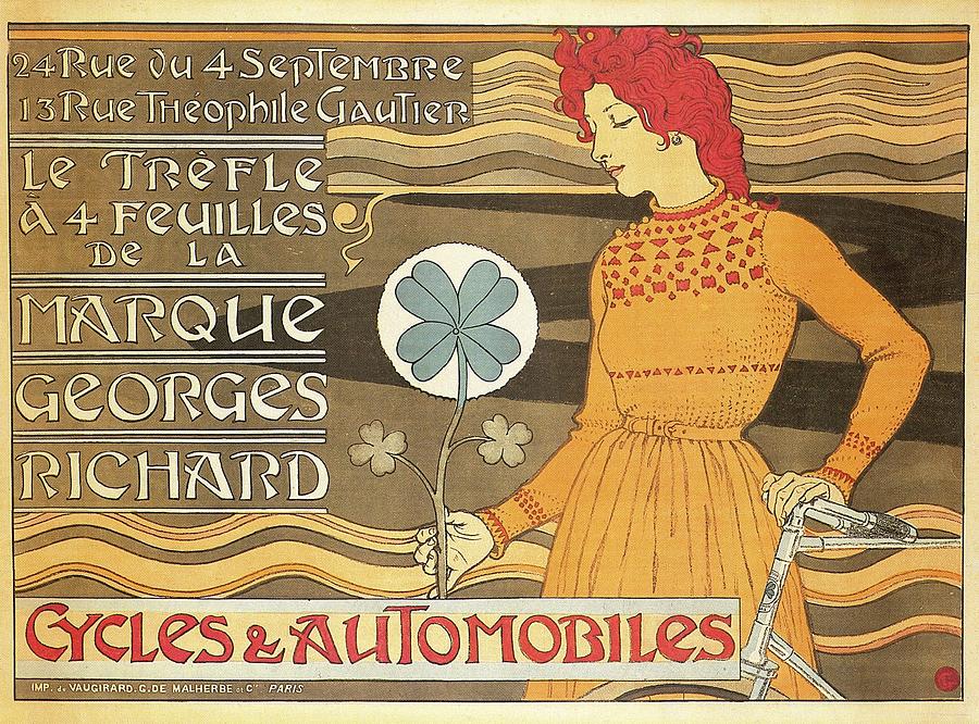 Vintage Digital Art - Marque Georges Richard - Cycles And Automobiles - Art Nouveau Vintage Poster by Studio Grafiikka
