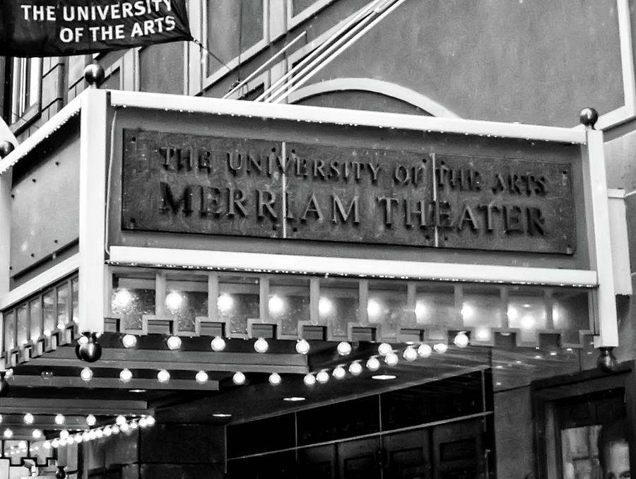 Marquee - Merriam Theater in Black and White Photograph by Bill Cannon