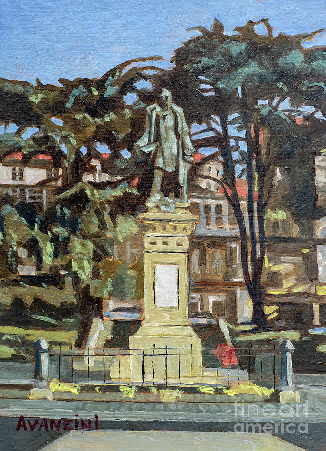 Marquees de Amboage Statue and Plaza Ferrol Galicia Spain Painting by Pablo Avanzini
