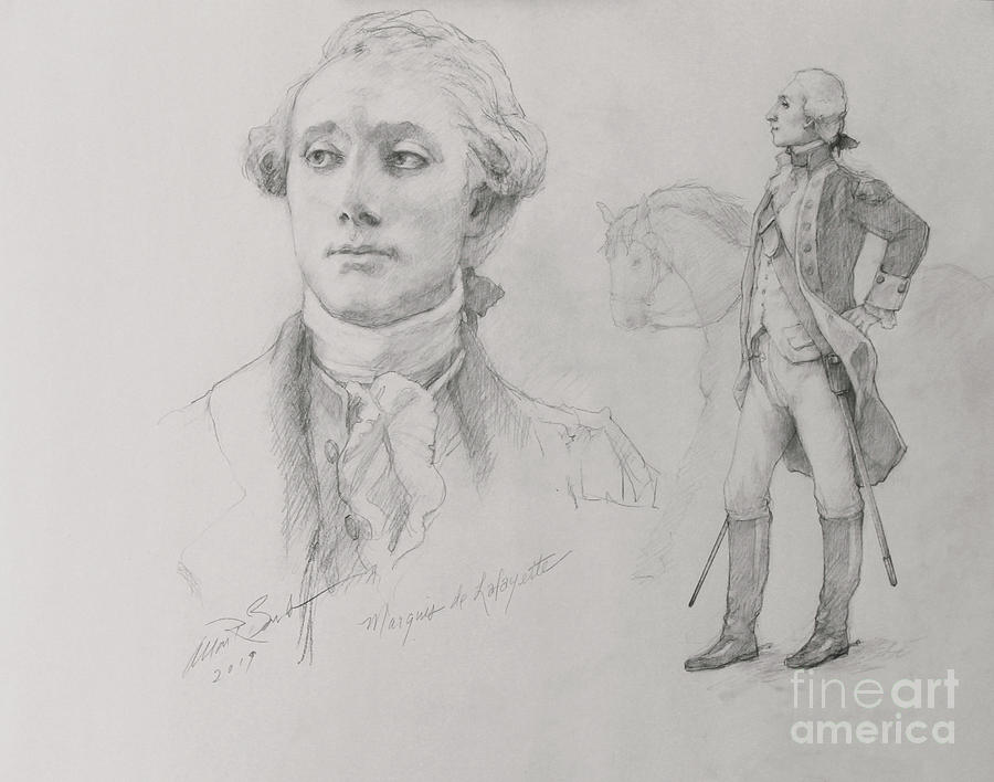 Marquis de Lafayette Drawing by Allan Banks