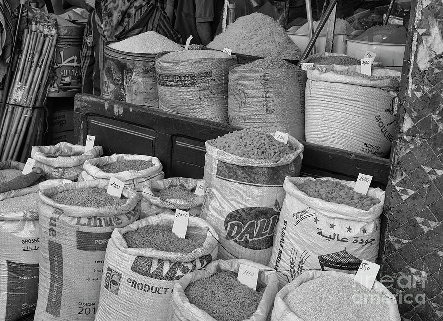 Marrakesh Spices Black White  Photograph by Chuck Kuhn