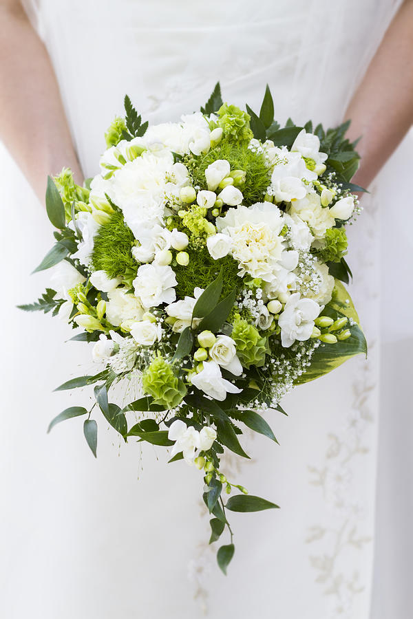 Marriage bouquet made of white Dianthus Photograph by Maciej Frolow
