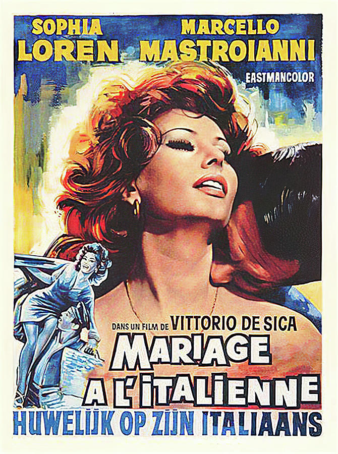 Vintage Mixed Media - Marriage Italian Style, with Sophia Loren, 1964 by Movie World Posters