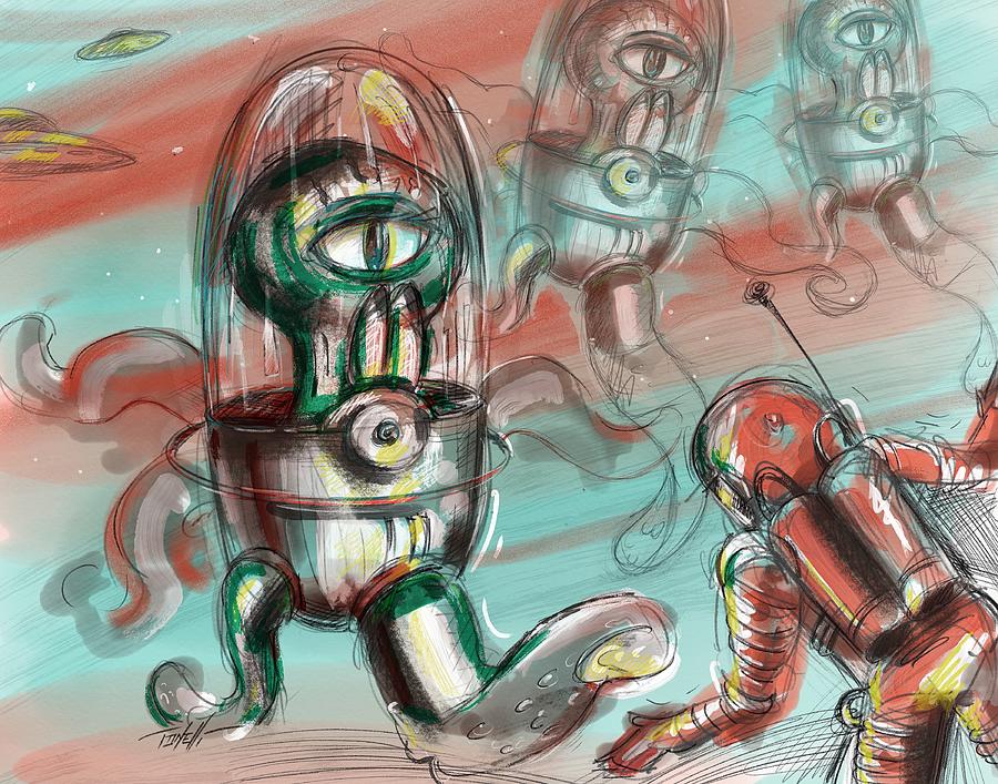 Alien Mars Attack Digital Art by Mark Tonelli