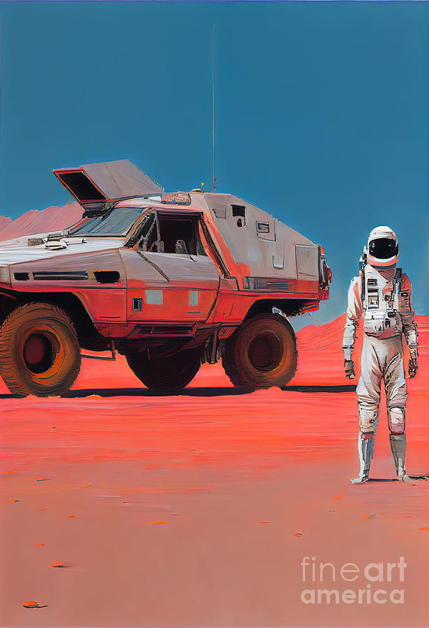 Space Painting - Mars Car  by N Akkash