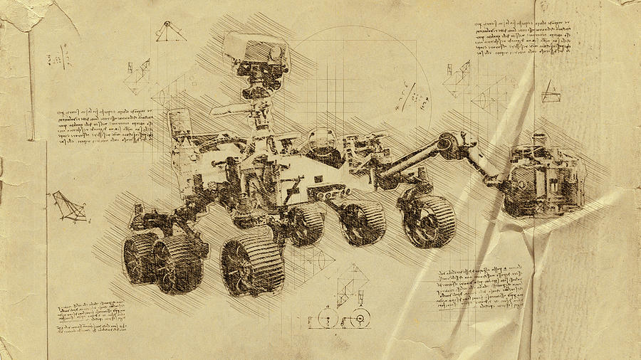 Nasa Mars Lander Perseverance Drawing by William Mace