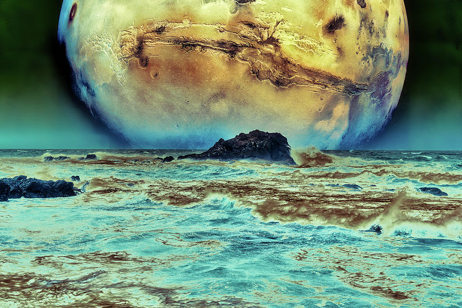 Mars Rise over the Coast Digital Art by Bruce Block Pixels
