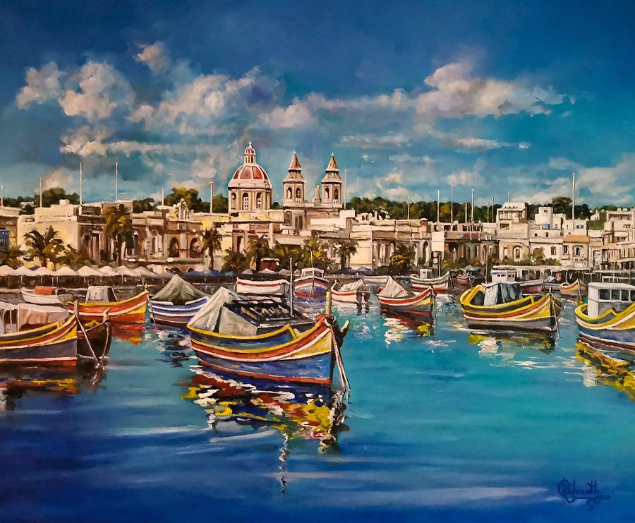 Marsaxlokk, Malta Painting by Raouf Oderuth