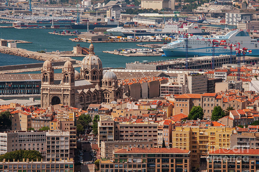 Marseille City and Cathedral Photograph by Bob Phillips