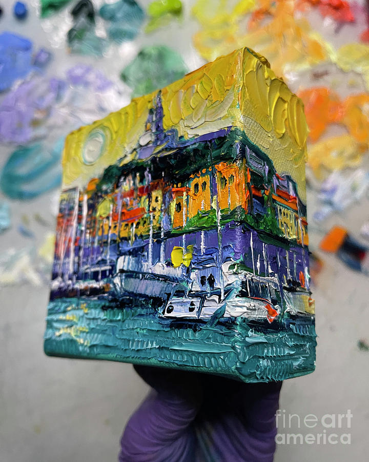 MARSEILLE France Old Port - 3D canvas painted edges right side 2 Painting by Mona Edulesco
