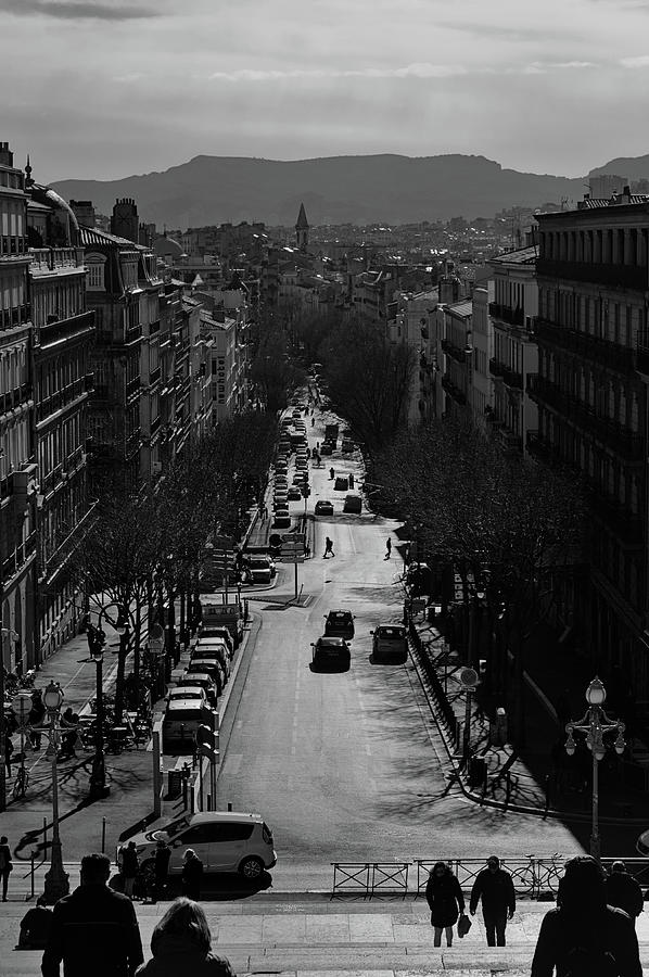 Marseille from Saint Charles Station in Monochrome Photograph by Angelo DeVal