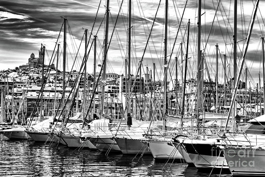 Marseille Masts in the Harbor Infrared Photograph by John Rizzuto