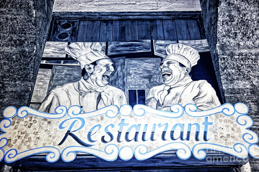 Marseille Restaurant Sign Infrared Photograph by John Rizzuto